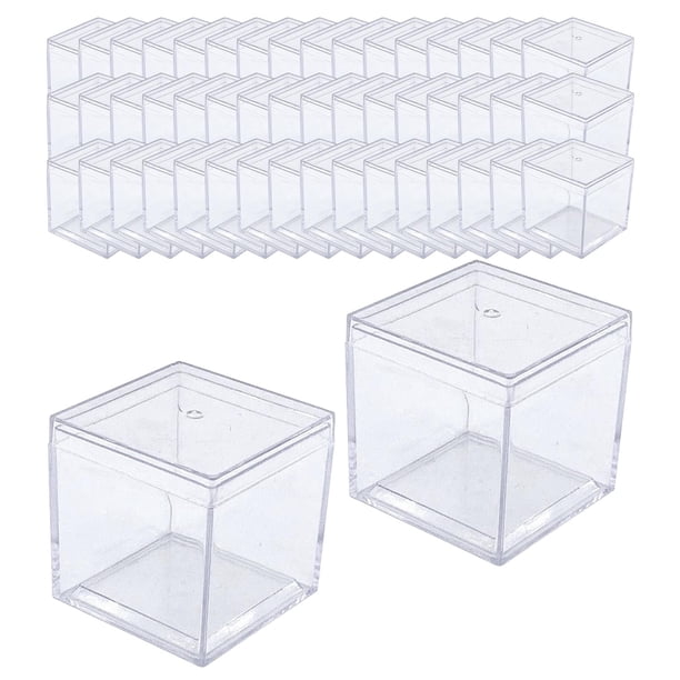 50x Vitrina De Acrílico Transparente 3.3x3.3x3.3cm Caja Pequeña De Dulces Para Manualidades De Muñecas