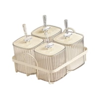 Magideal - Tarro De Especias Para Condimentos Dividido Con Cuchara, Caja De Condimentos, Tarro De Especias, Plato De Dulces Para Comedor, Hogar, Cocina, Vacacion 4 Cuadrícula