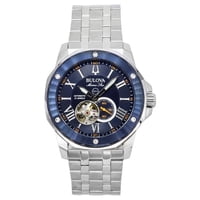 Reloj Bulova Marine Star Stainless Steel Open Heart Blue Dial Automatic 21 Jewels 98A302 200M Men'S Watch
