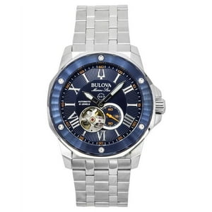 Reloj Bulova Marine Star Stainless Steel Open Heart Blue Dial Automatic 21 Jewels 98A302 200M Men'S Watch