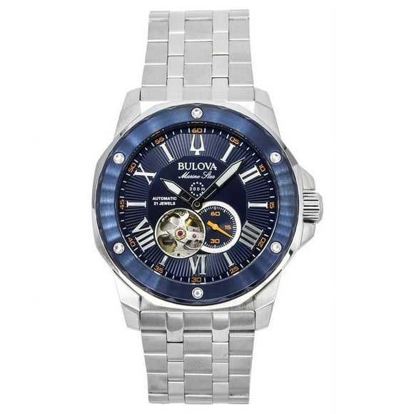 Reloj Analógico Marine Star Open Heart Esfera Azul Automático 21 Joyas 200m Hombre