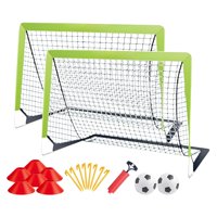 Ioensy - Porterías De Fútbol Para Niños, Ligeras Con Balón De Fútbol Para Deportes Al Aire Libre, Jardín, Patio, Red Verde De 2 Uds.