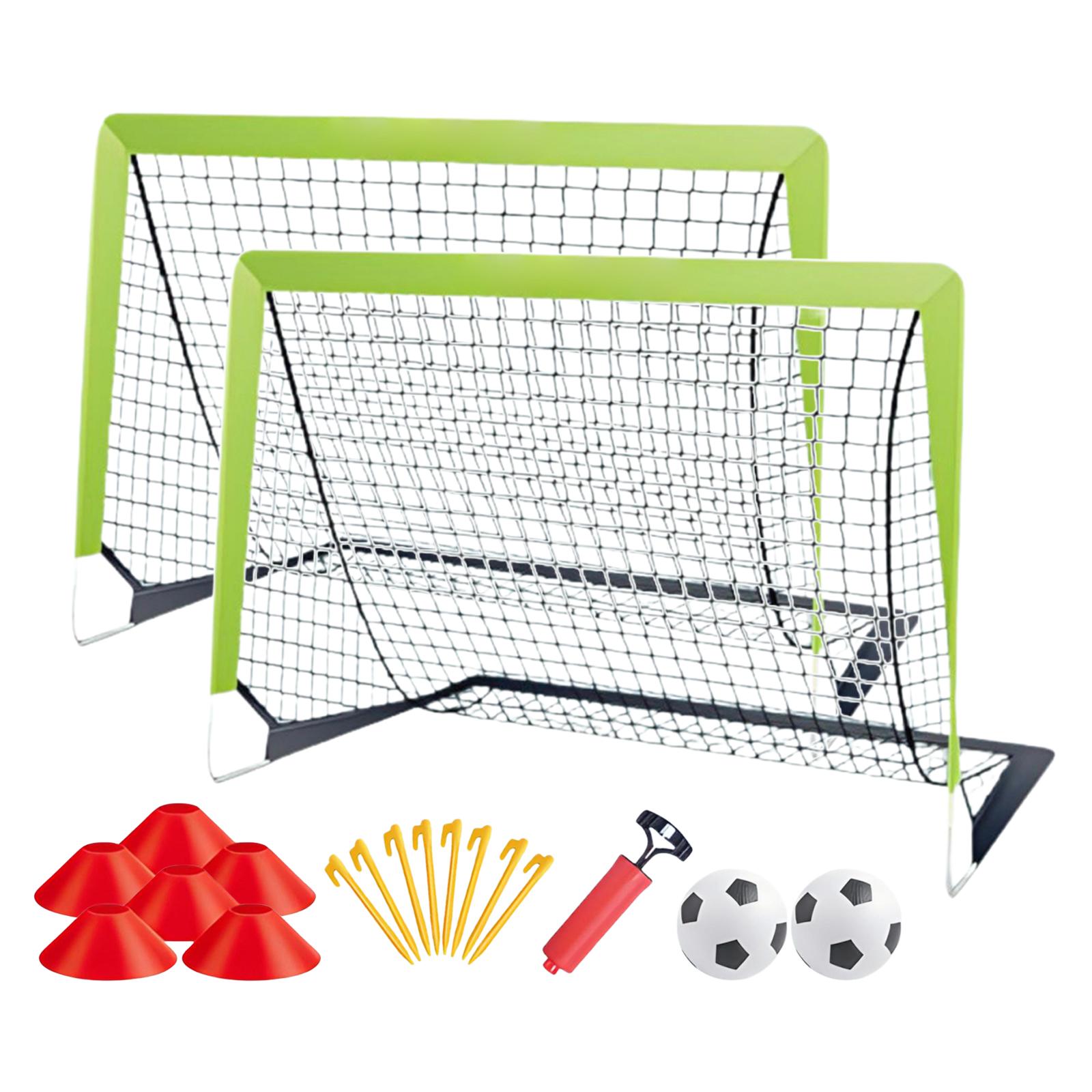 Ioensy - Porterías De Fútbol Para Niños, Ligeras Con Balón De Fútbol Para Deportes Al Aire Libre, Jardín, Patio, Red Verde De 2 Uds.