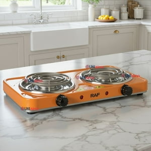 Raf - Cocina Electrica Doble Plato Naranja 2000W De Potencia