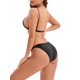 thumbnail image 3 of INSPIRE CHIC Sujetador triangular sin aros con tirantes finos y cierre frontal de satén para mujer y tanga ligera sin costuras 2 paquetes M Negro, 3 of 5