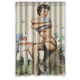 thumbnail image 1 of Cortina de ducha de lona con diseño de chica pin-up sexy preparándose para nadar, estilo vintage retro, con ganchos, tamaño 48 x 72 pulgadas, 1 of 3