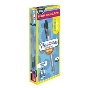 Bolígrafo Retráctil Inkjoy Paper Mate Punta F 0.7 Negro X12