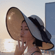 thumbnail image 5 of Sombrero de paja con lazo grande para mujer, gorra de playa grande, flexible, plegable y enrollable, sombrero para el sol, gorra de playa de verano con protección UV., 5 of 5