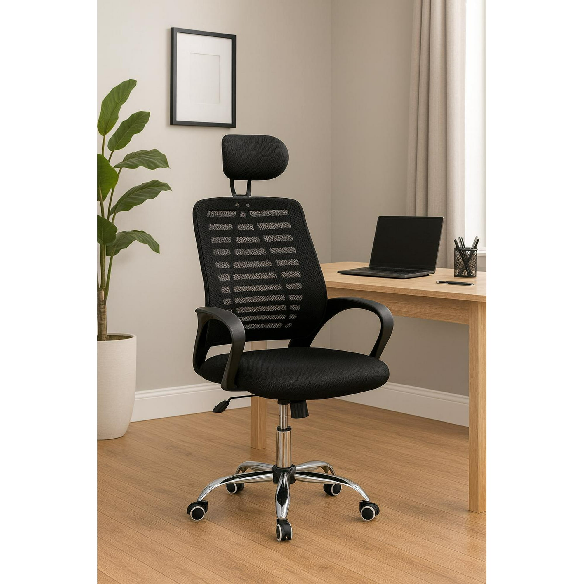 Cosas Casa - Silla Oficina O Escritorio Respaldo Ergonómico Cabecera Milan Negro