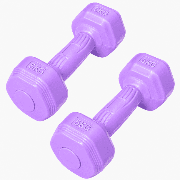 Par Mancuernas Hexagonales PVC 5 Kg c/u Pesas Fitness 10 Kg Total