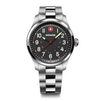 Reloj Terragraph Dial Negro 43 Mm Correa Acero Wenger