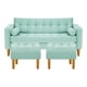 thumbnail image 1 of Sofa Retro 3c + 2 Pouf Felpa 04 Verde Agua, 1 of 6