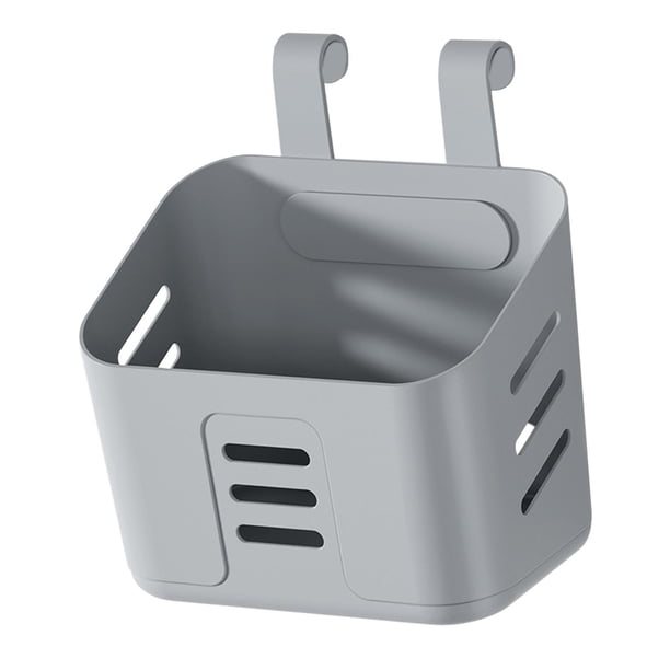 Caja organizadora de contenedores de almacenamiento, gancho reutilizable, cesta de almacenamiento colgante versátil, cesta de polímero para barandilla gris