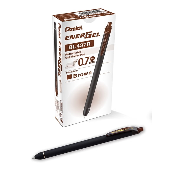 Bolígrafo Energel Kuro Gel Líquido 0 7 Mm Tinta Marrón Paquete De 12