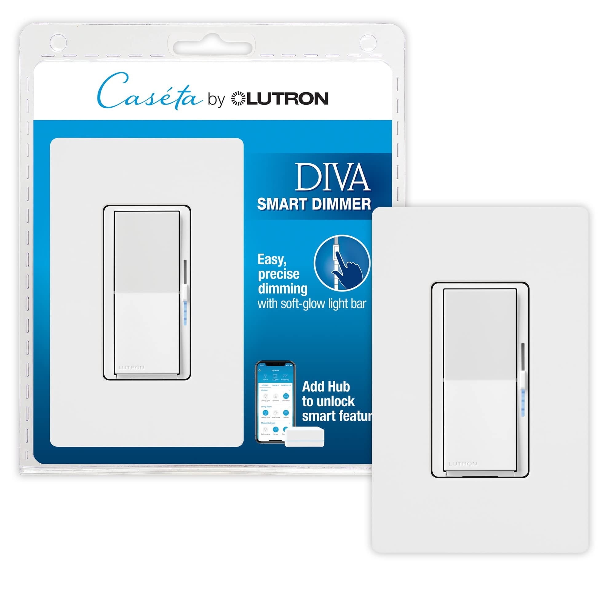Interruptor Regulador Inteligente Lutron Diva Dvrfw-6l-wh-a Para Caséta