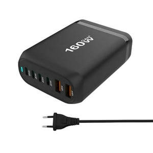 Crusec - Cargador Adaptador Puertos Multiples Carga Rapida 160W