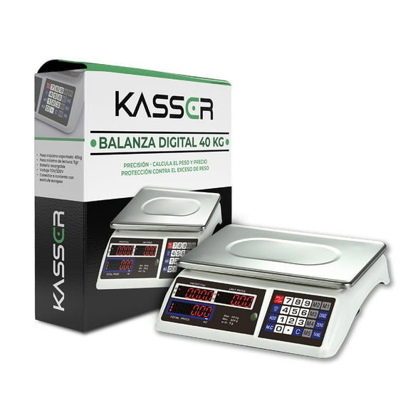 Balanza Digital Kasser Pesa 40 kilos Comercial Recargable
