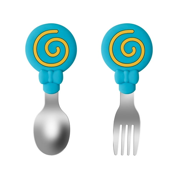 Baby Self-Feeding Made Easy: Silicone Training Fork & Spoon Set