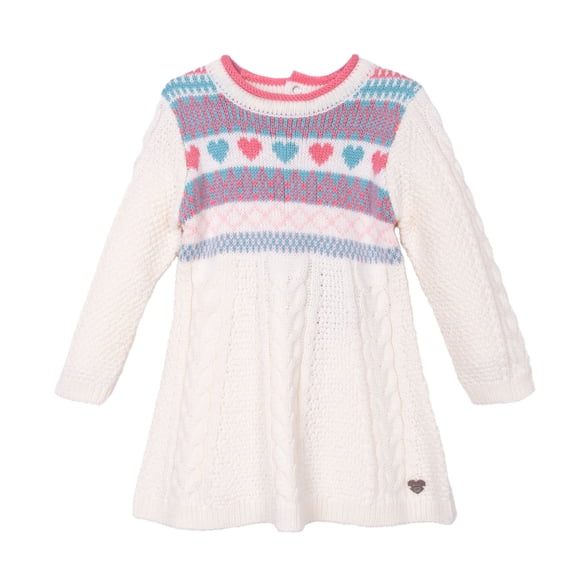 Vestido Bebé Niña Manga Larga Tejido - Crudo