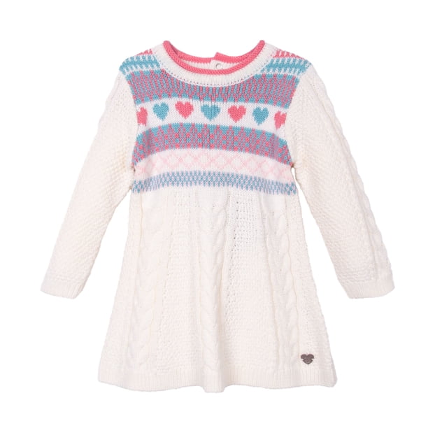Vestido Bebé Niña Manga Larga Tejido - Crudo