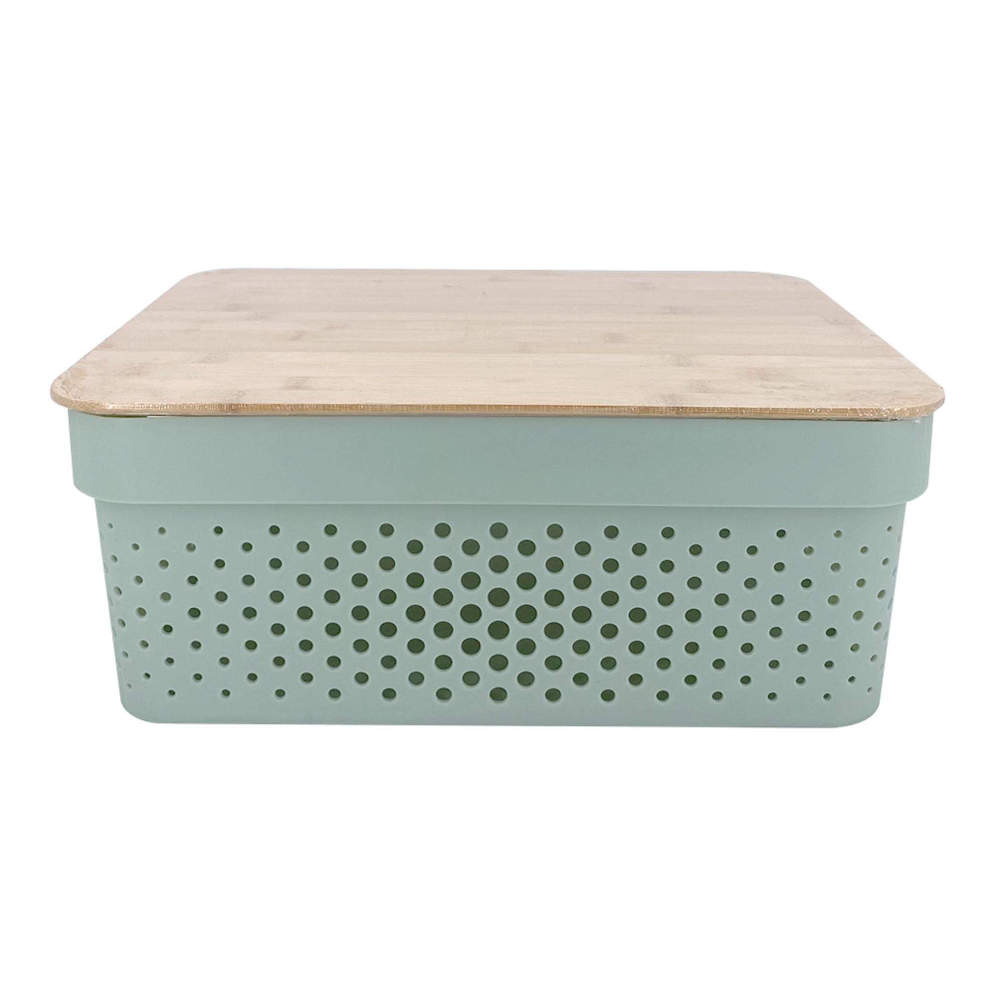 Cesto De Ropa 11l Ch00329 Tapa Bambú Verde 1 Un Haus