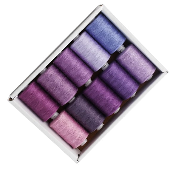 12 unidades/juego de hilos de coser de poliéster, 1000 yardas, surtido de colores para máquina de bordar, máquina de coser, Overlock de coser a mano, Violeta
