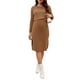 thumbnail image 2 of INSPIRE CHIC Vestido de maternidad para mujer de manga larga, cuello redondo suave, vestido midi ajustado para embarazo XL marrón, 2 of 6