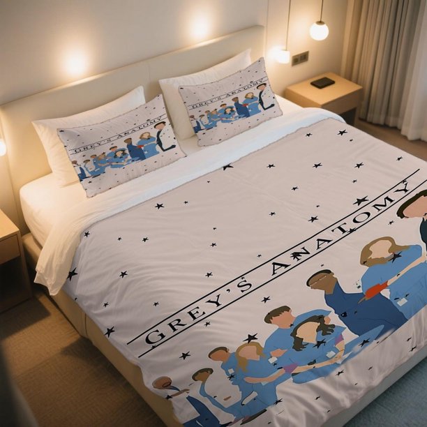 GREY'S ANATOMY Starry Cast Illustration Duvet Cover Set Bedding Set with a Duvet Cover And Two Pillowcases Perfect for Christmas