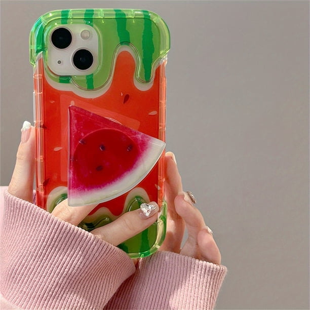 3D Watermelon Cartoon Ring Holder Phone Case Stand - For iPhone 14, 13, 12, 11, XR, Pro Max