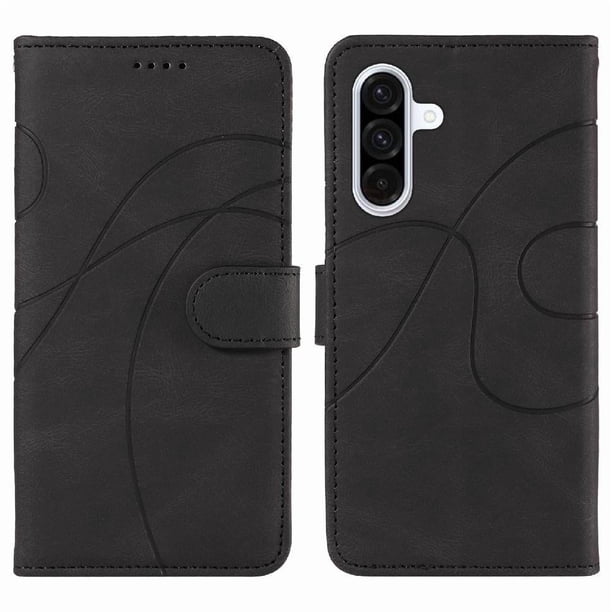 Funda tipo cartera con tapa para Samsung Galaxy A56 5G con tarjetero, soporte y cubierta magnética Negro