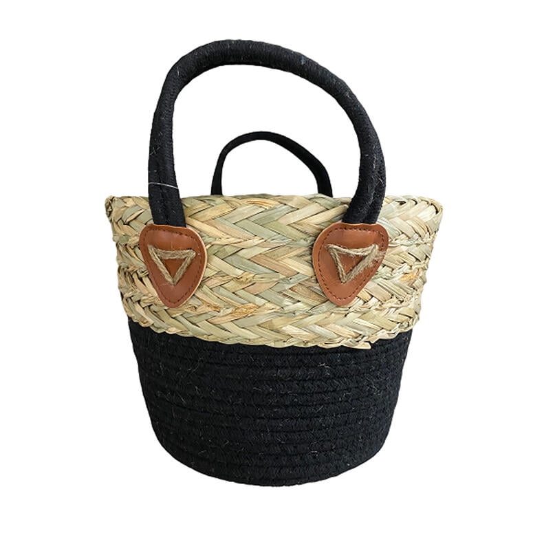 Vgo - Canasto Redondo Negro Y Natural