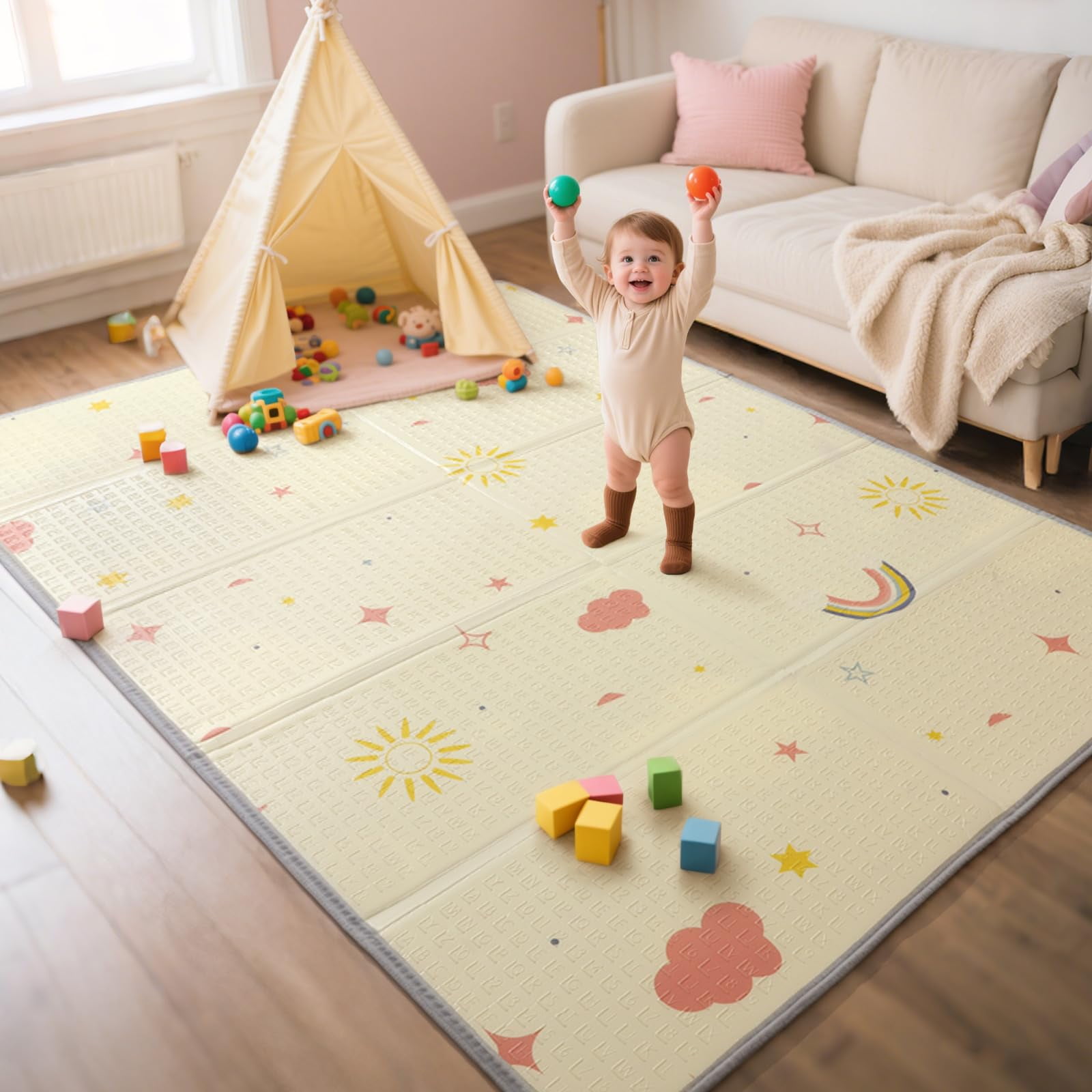 Alfombra De Juego Plegable Mallify, Extra Grande, Reversible, 180 X 150 Cm