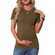thumbnail image 1 of INSPIRE CHIC Top de Maternidad para Mujer Suéter de Punto Elástico de Manga Corta a Rayas de Verano Embarazo Cuello Redondo Blusa 2XL Marrón, 1 of 6