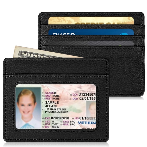 Tarjetero Fintie Slim minimalista con bloqueo RFID negro