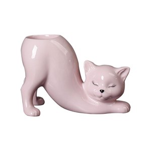 Ioensy - Maceta De Cerámica Con Diseño De Gato De Dibujos Animados Para Interior Y Exterior, Patio, Habitación, Dormitorio, Color Rosa