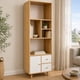 thumbnail image 1 of Estante Librero Nórdico 50x30x150 cm 2 Cajones 1 Puerta MDF 12 mm Blanco Madera, 1 of 6