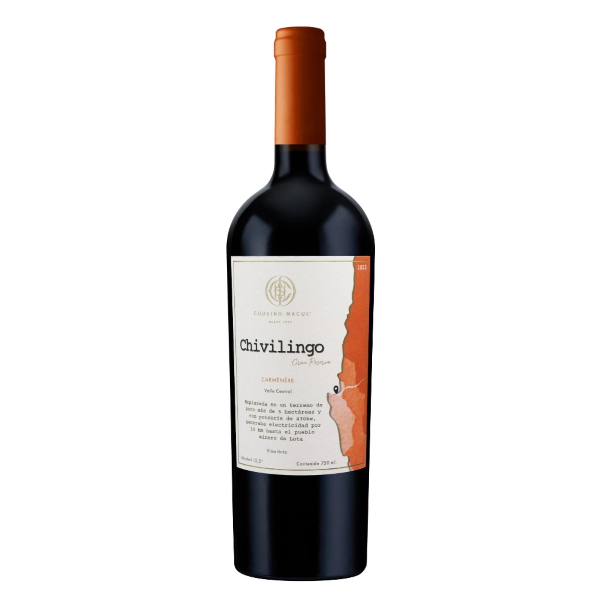 Vino Tinto Carmenere Gran Reserva 13.5° Botella 750 ml Chivilingo