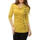 thumbnail image 2 of INSPIRE CHIC Top de Mujer con Cuello Alto, Manga Larga, Decoración de Botones, Frente Fruncido, Ajuste Regular, Pulóver Talla S Amarillo, 2 of 6