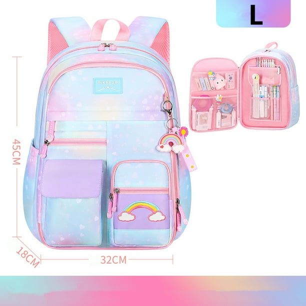 Primary School Backpack Cute Colorful Bags for Girls Princess School Bags Waterproof Children Rainbow Series Schoolbags mochila