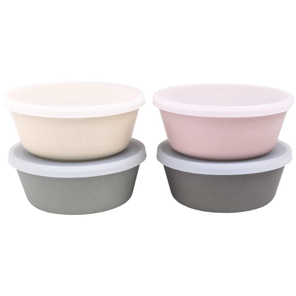 Juego de 4 cuencos Bamboo Kids WeeSprout con tapas, 300 ml, aptos para lavavajillas