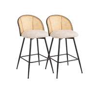 Habita2 Chile - Pack 2 Sillas De Bar Giratoria De Ratan Marsella - Beige