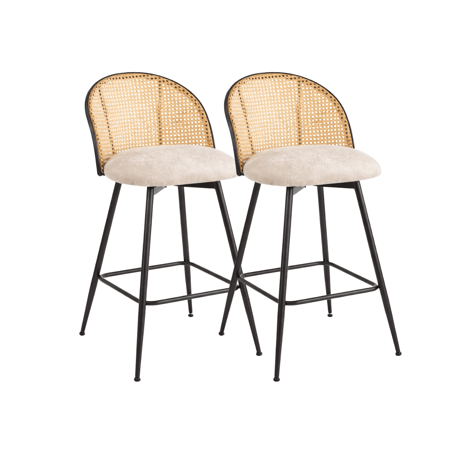 Habita2 Chile - Pack 2 Sillas De Bar Giratoria De Ratan Marsella - Beige