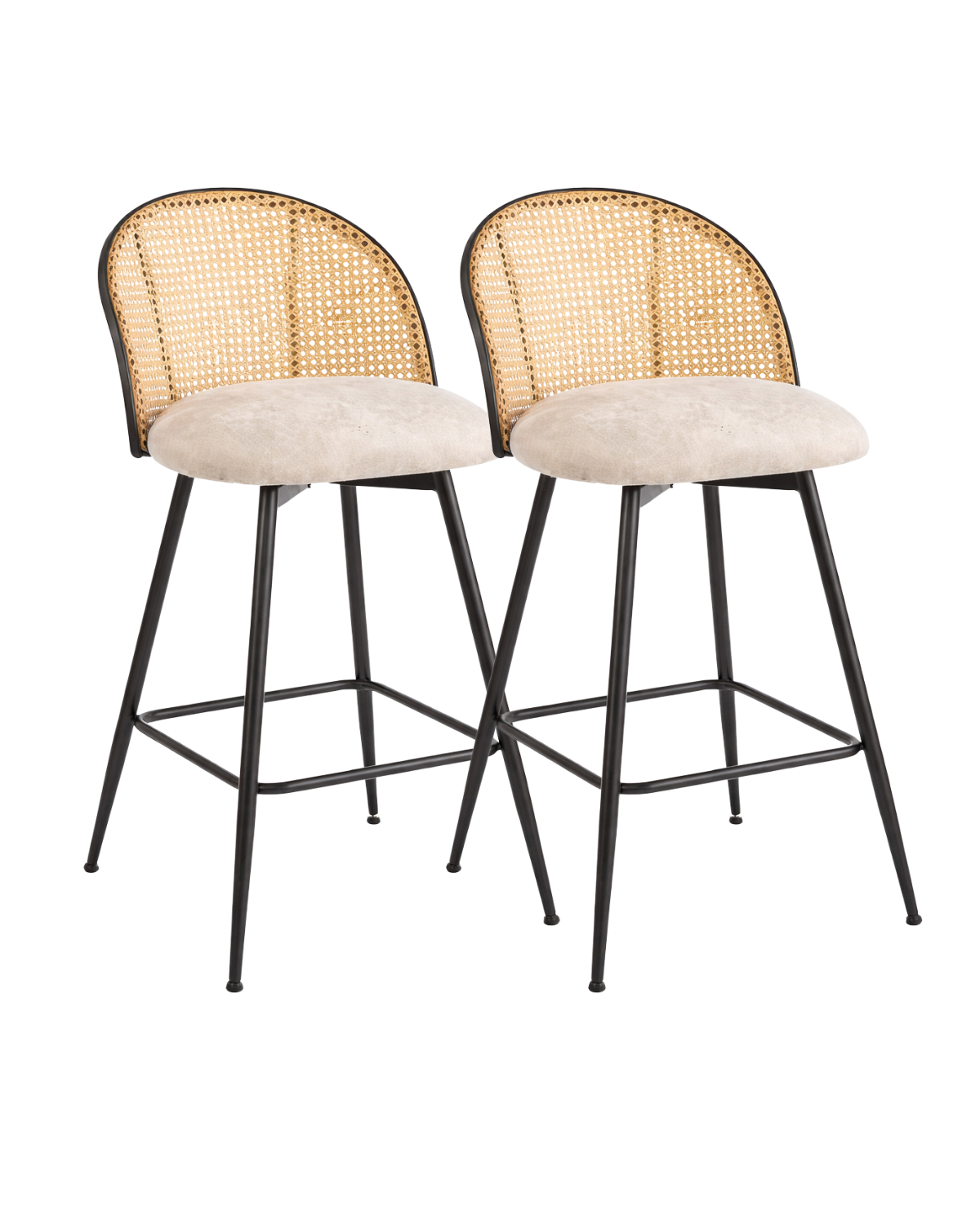 Habita2 Chile - Pack 2 Sillas De Bar Giratoria De Ratan Marsella - Beige