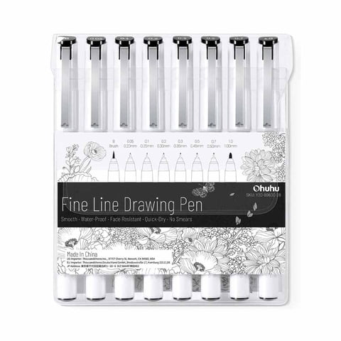 Ohuhu 8 Marcador Tiralíneas Para Dibujo.