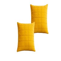 Genérico - Pack De 2 Fundas De Cojin Terciopelo Grid 45X45 Amarillo