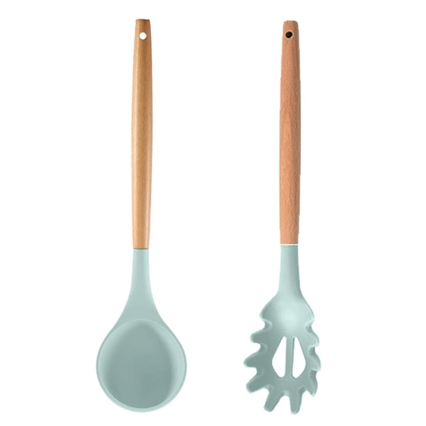 Juego de utensilios de cocina de 2 piezas, de madera, fáciles de limpiar, antiadherentes.