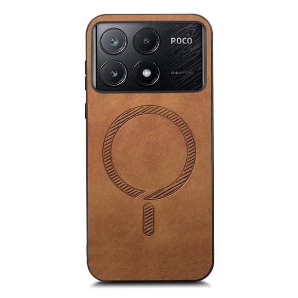 Magnetic Slim Case for Xiaomi Poco X6 Pro 5G with Camera Guard & Anti-Scratch Back Brown