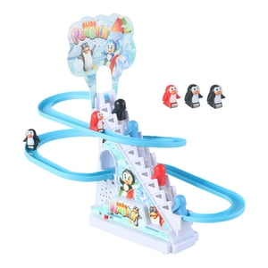 Magideal - Juego De Pista De Carreras De Pingüinos Con Música Juego De Toboganes De Pingüino Pequeño Juguete Para Subir Escaleras De Pingüino Escaleras De Juguet , 9 Pinguino