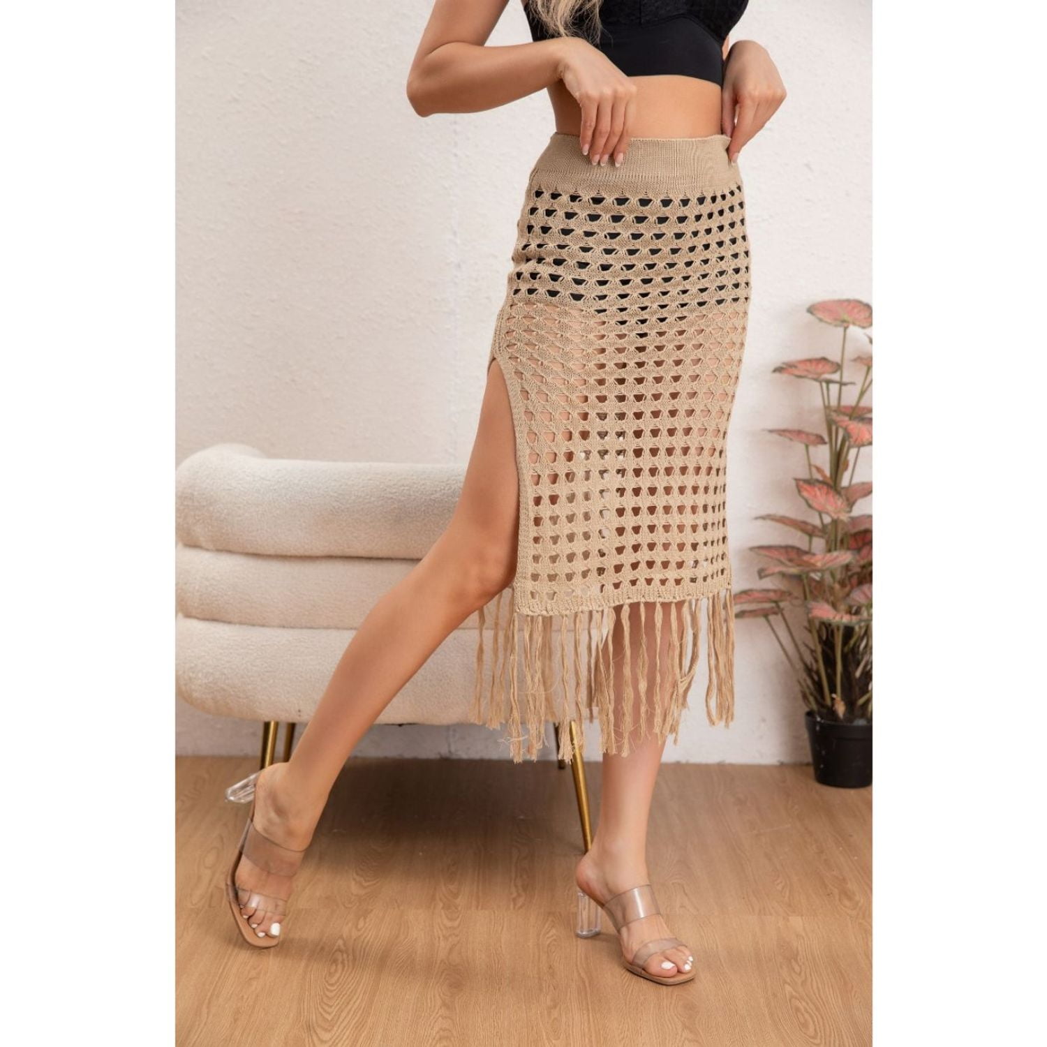 Likeshop - Falda Tejida Mujer Salida De Playa Piscina Colores 8358