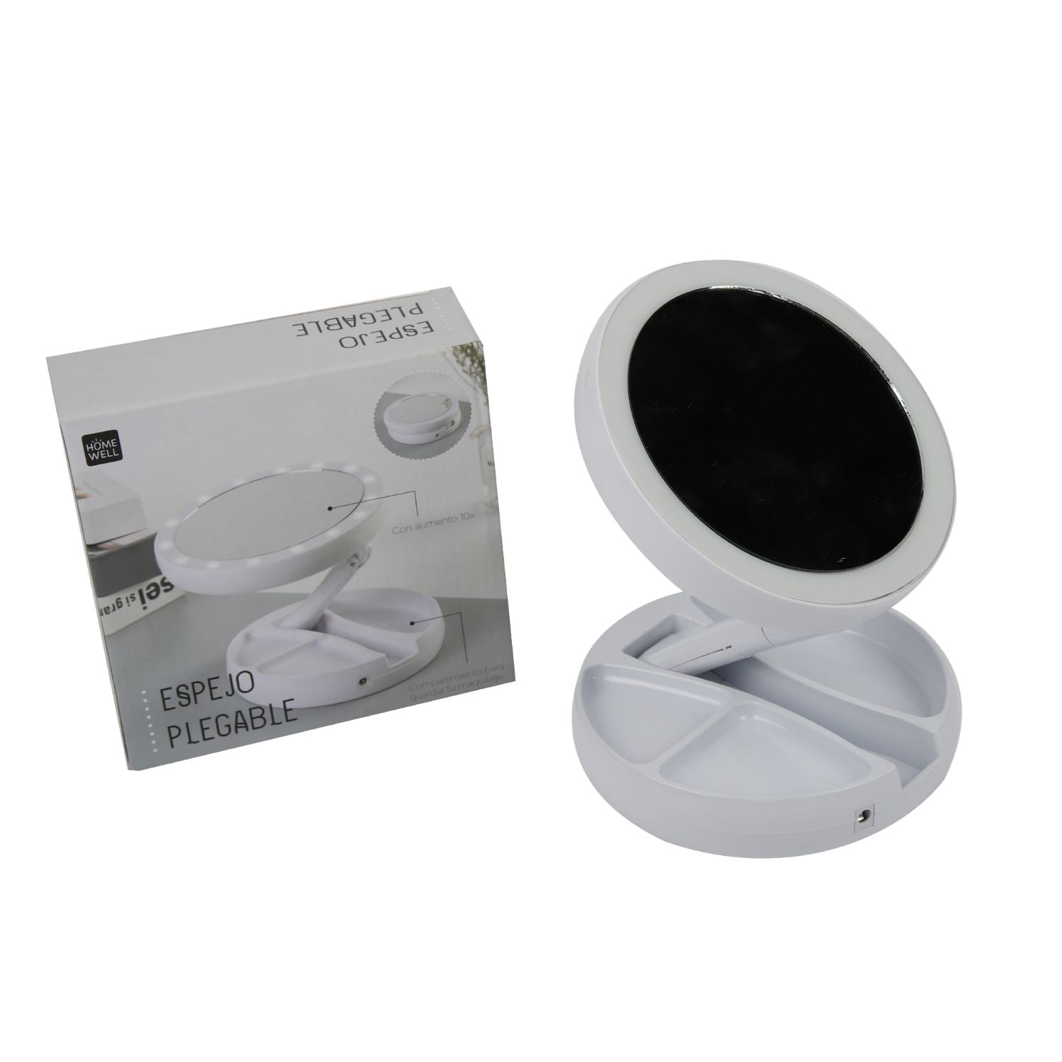 Homewell - Espejo De Maquillaje Con Luz 15x15x5cm